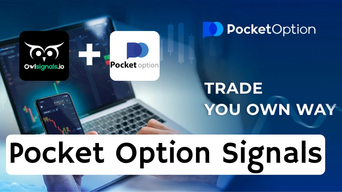 Pocket Option Signals dashboard showing real-time CALL and PUT alerts with confidence percentages for forex pairs